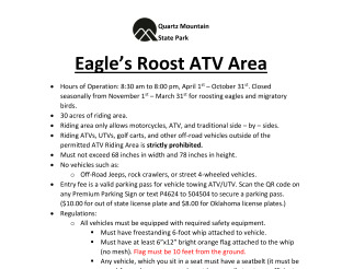 Preview of View Eagle's Roost ATV Area Rules & Map